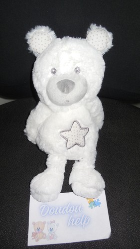 Doudou peluche ours blanc lily - doudou,