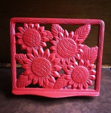 Ancien Vintage Très Joli Porte Menu En Fonte Motif Tournesol Partition Cadre... 