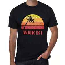 ULTRABASIC Homme Tee-Shirt Palmier Plage Coucher De Soleil À Waikiki Palm,