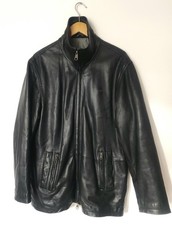 Beau Manteau/Parka  en Cuir souple Noir SERGE BLANCO. TBE. T: XL (voir mesures)