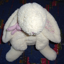 STO2/ DOUDOU PELUCHE JACADI LAPIN BLANC VIOLET FLEUR LIBERTY FOULARD LG30 CM TBE
