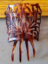 ANCIEN GRAND PEIGNE À CHEVEUX CHIGNON MANTILLE EN CELLULOÏD VINTAGE 