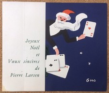 Carte de Vœux Ancienne Pierre Larsen Tailleur Mode Homme Père Noël As Gus 1956