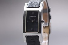 [Exc+5] Montre Femme Burberry 14000L Argent Noir Romain Rectangle Quartz JAPON