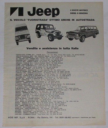 Advert pubblicità 1976 jeep - pubblicità,