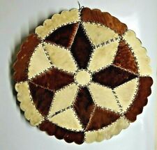 ANCIEN TAPIS ROND CUIR PEAU DE