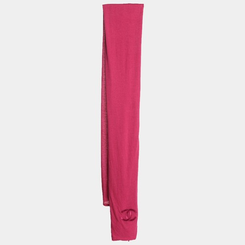 Foulard chanel rose brodé - cc,