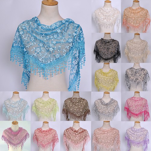 Women lace triangle scarf - scarf, neck