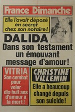 "DALIDA" Affiche originale entoilée FRANCE DIMANCHE 1987