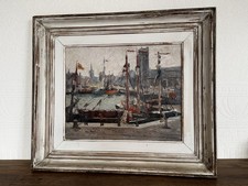 Peinture HSP Port Haven Van d'Ostende par Yvonne Vonnot-Viollet Le Duc