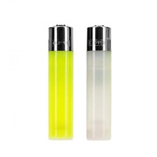 2 briquets à pierre clipper translucides jaune et blanc