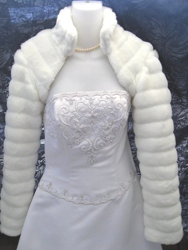 White faux fur bolero jacket - fur,