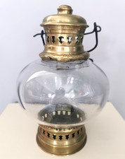 Ancienne lanterne de la marine verre laiton forme globe marquée E.M P&HSrs Paris