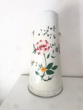 Seau à charbon ancien en métal blanc peint à la main - Porte parapluie