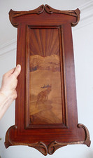 Cadre 1900 Art Nouveau avec marqueterie bois "Brame du cerf" Era Gallé Majorelle