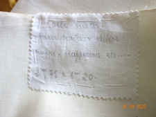ANCIEN COUPON TISSU TOILE METIS 2,75 x 1,20  FLEUR BLEUE COUTURE MERCERIE