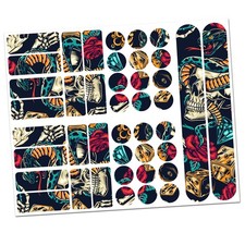 34 Pièces Set Velo Cadre Film Protecteur Autocollant Protection Skulls Et Snakes