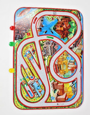 ANCIEN JOUET CIRCUIT TOLE LITOGRAPHIEE et 3 VOITURES