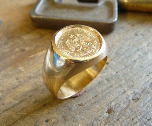 Chevalière ronde avec - chevalière, or