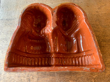 ANCIEN MOULE A GATEAUX  JUMEAUX  TERRE CUITE SOUFFLENHEIM ALSACE ART POPULAIRE 