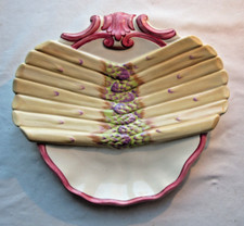 Assiette à asperges en barbotine de Sarreguemines, Art Déco