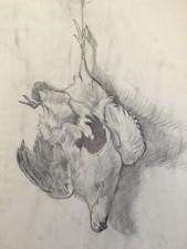 Henri de LINARES (1904-1987) Etude bécasse Gibier Chasse Maison Hermès foulard