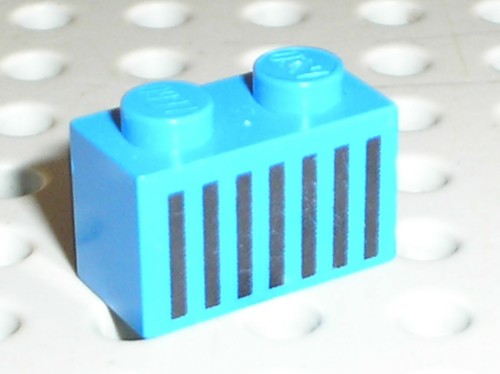 Lego blue brick with black - with,