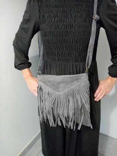 Sac bandouliere cuir frange - bandouliere,