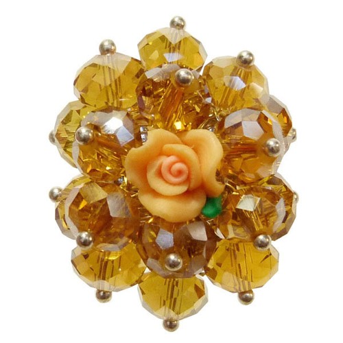Bague cristal facettes - , jaune