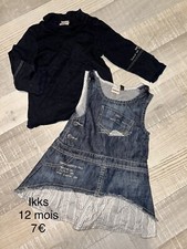 Ikks 12 Mois Bébé Fille : Robe Jean Et T Shirt Bleu Marine
