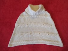 1 x Fille Age 7-8 ans Manteau PONCHO Chaud Hiver Blanc Ivoire Vêtement Habillé