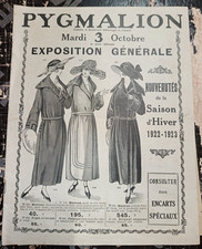 MODE CHAUSSURES CATALOGUE MAGASIN PYGMALION PARIS SAISON HIVER 1922 1923