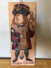 Vintage Fabbrini Tile Plaque Wall Hanging (very Rare) Cristoforo Colombo Pottery