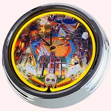 N-0805 Horloge Murale " Flipper Table Addams Famille Bally " Salon Néon Cuisine