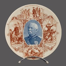 Assiette parlante faïence U&C Sarreguemines Général MAC-MAHON ø 21.5cm
