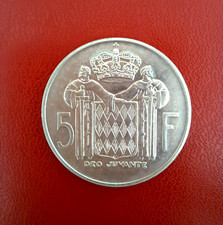 SUPERBE  MONACO   5 FRANCS  1966  " RAINIER III  "  ( ARGENT 835°/oo)