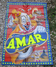 CIRQUE AMAR affiche illustrée clown Pierre Mainil 1998