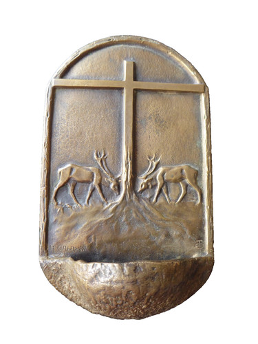 Ancien benitier bronze - ancien, en