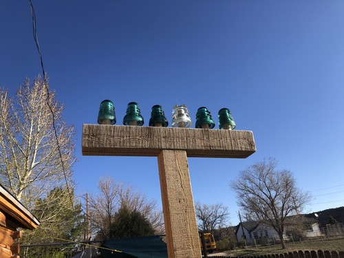 Wooden glass insulator display - glass,