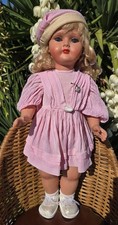 Vintage Collectible 1950s Large 55cm Bella Doll Rhodoid Body, Rayon Glued Hair