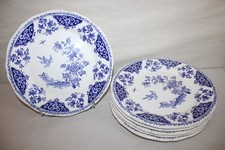 6 grandes assiettes plates en faïence de Gien décor Delft bleu, dia. 26.5cm