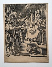 DURER Albrecht (d'après) - "Le Christ devant Caïphe". 1511. Gravure de RAIMONDI.