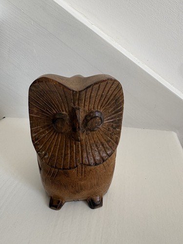 Statuette chouette bois - statuette,