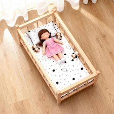 Berceau en bois pour poupée avec matelas et oreiller, coin communication