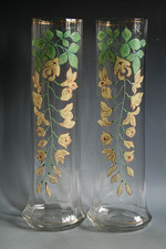 PAIRE D'ANCIENS VASES EN VERRE ÉMAILLÉ ART NOUVEAU - CIRCA 1900