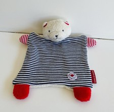 Doudou ours beige TERRE DE MARINS blanc rouge bleu rayé