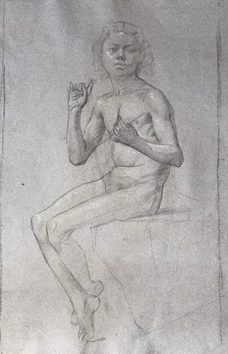 Dessin ancien crayon noir - ancien,