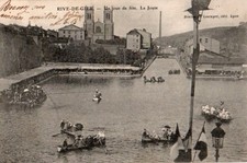 42 CPA ANIMEE 1905 RIVE DE GIER UN JOUR DE FÊTE  LA JOUTE