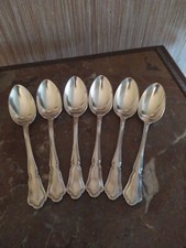 6 petites Cuillères Orfèvrerie Saglier Frères Manches Violonnés Métal Argenté