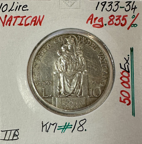 Vatican lire 1933 34 - vatican,